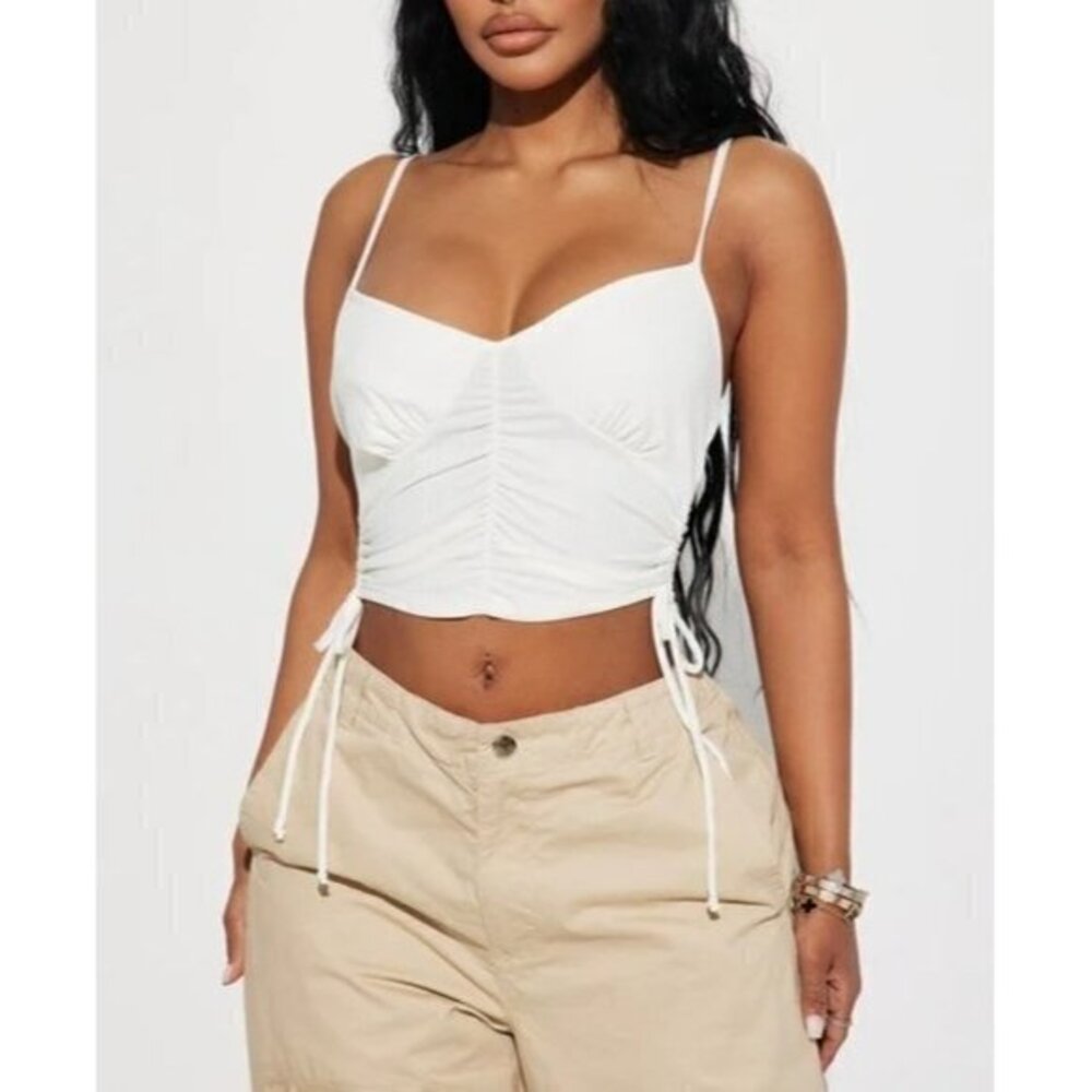Heart Hips Ruched Detail Cami White Size M RefFNB